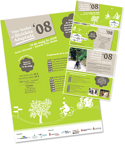 Cartell i díptic Vies Verdes en bicicleta adaptada 2008